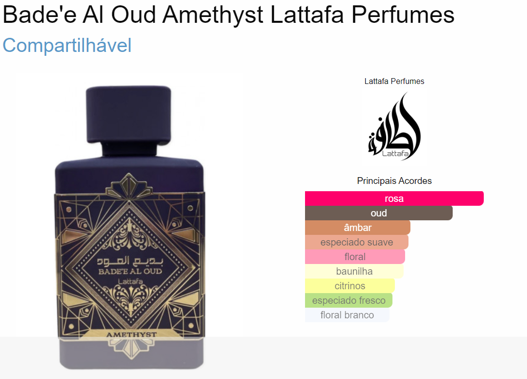 Lattafa Badee Al Oud Ametyst Eau de Parfum 100 Ml