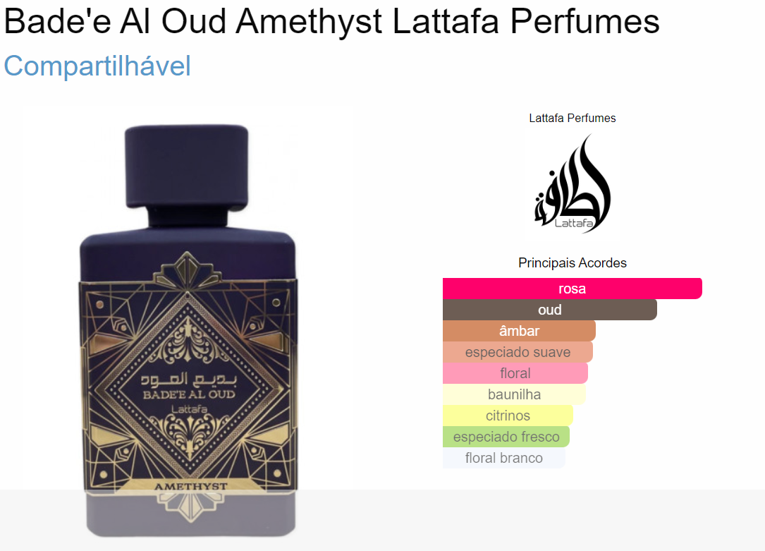 Lattafa Badee Al Oud Ametyst Eau de Parfum  100 Ml