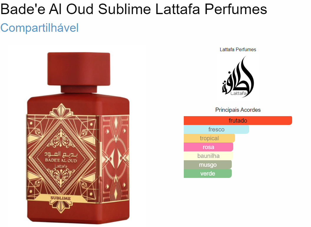 Lattafa Badee Al Oud Sublime 100 Ml