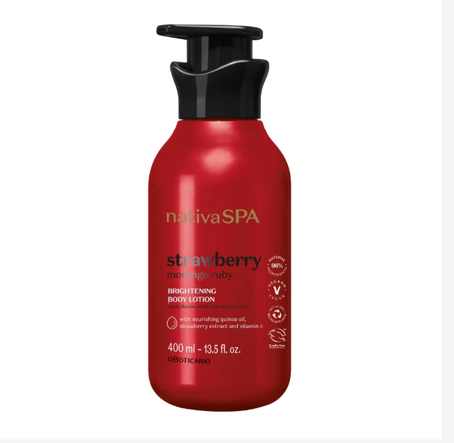 Loção Corporal Hidratante Nativa Spa Morango Ruby, 400ml
