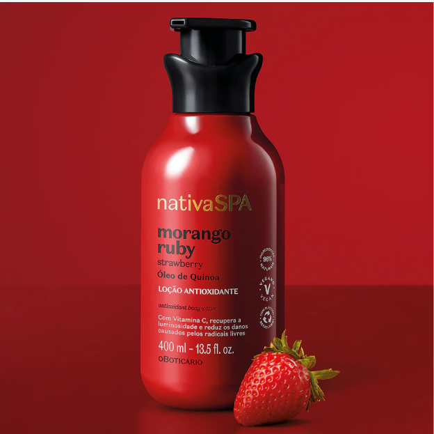 Loção Corporal Hidratante Nativa Spa Morango Ruby, 400ml